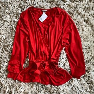 NWT H&M reds faux wrap top, long sleeve 2x